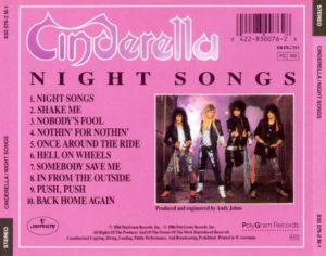Cinderella Night Songs CD back
